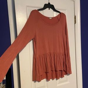 Flowy peach long sleeve shirt